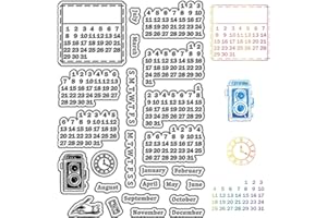 CRASPIRE Calendario Fecha Sellos Transparentes Sellos de Goma de Mes Vintage Sellos de Sello de Fondo Reutilizables Sellos Sello Silicona Transparente para Diario Fabricación de Tarjetas Decoración