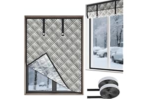 AOZZY Housse Isolante Fenêtre 150x200cm Ajustable - 3 Couches Renforcées Anti-Froid/Bruit - Compatible Toutes Fenêtres (Pièce/Grenier/Camping-Car) - Bloque les Courants d'Air