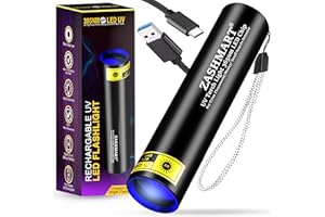 ZASHMART UV Torch 365nm| Rechargeable Ultraviolet UV for Pet Urine Detection | Mini Black Light Money Detector | 3W USB Rechargeable Flashlight| Super Bright Torch for Outdoor Indoor Use.