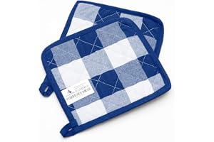 Grytlapp set – 2 x praktiska grytlappar – ekologiska krukväxtlappar av 100 % bomull – Kitchen Pot Holders – kocklappar i blåt