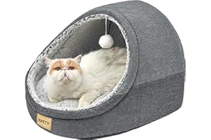 Jiupety Lindas camas para gatos de interior, cama cueva para gatos y cama para gatitos, cama para gatos madriguera y cama para cachorros con parte inferior antideslizante, cojín extraíble lavable, L