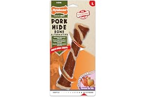 Nylabone Extreme Tough Dog Chew Toy, Pork Hide Bone, Bacon & Peanut Butter Flavour, Mess-Free, L, For Dogs Up To 23Kg - L