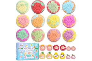 AZYVUM Kulki do kąpieli dla dzieci z zabawką niespodzianką w środku, 12 szt., pudełko upominkowe z kulkami do kąpieli, naturalne organiczne kulki do kąpieli, prezenty dla kobiet, dziewcząt i dzieci