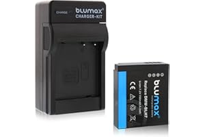 Blumax Akku 700mah 7.2V 5Wh + Ladegerät Netzteil ersetzt Panasonic DMW-BLH7 / DMW-BLH7E / DMW-BLH7PP kompatibel mit Lumix DMC-GM1 / DMC-GM5 / DMC-GF7