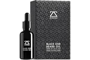 ZOUSZ Black Oud Beard Oil for Men – Premium Beard Growth & Conditioning Oil with Argan, Jojoba & Avocado – Softens, Strengthens & Moisturizes – Non-Greasy Vegan Beard Care – Luxury Scent – 30mL