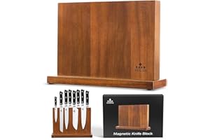 ENOKING Bloc à Couteaux Magnétique, Bloc Aimanté Double Face Bloc Couteaux Cuisine Vide, Porte Couteaux Aimanté en Bois d'Acacia Range Couteau de Cuisine avec Aimant Puissant