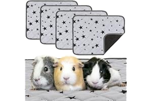 Namalu 4 Almohadillas Antideslizantes para Cobayas Jaulas Toallitas Lavables de Vellón Polar de Entrenamiento Almohadilla de Orina con Patrón de Estrellas para Mascotas (24 x 18 Pulgadas)