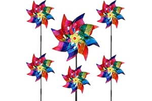 LOHAME 6pz Girandola a Vento da Giardino Repellente per Uccelli Girandole Mulino a Vento Riflettente Girandole Riflettenti Arcobaleno PVC 50x24.5cm-per Proteggere Giardini Fattorie Cortili