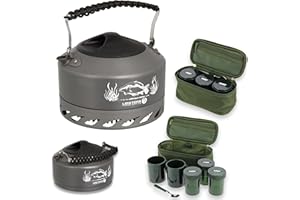 LIDSTERS FISHING SUPPLIES Lfs Quick Boil Kettle 1.1 Litre Carp Fishing Camping + NGT Brew Tea Coffe sugar (Black Handle)