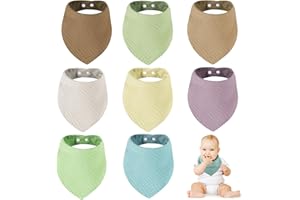 URMYWO Bavoirs Bébé Bandana,8pcs Bavoirs Bebe Triangle Bavoirs Bebe 100% Coton Pour Bebe Soft et Absorption de L'eau Avec 4 Bouton Réglable,Pour Unisexe Bébé (Unisexe Bébé)