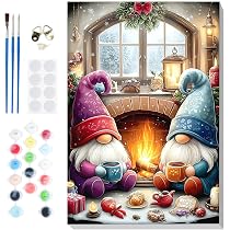 MOGTAA Noël Chat Peinture Numero Enfant Adulte avec Cadre, Hiver Paysage Peinture par Numero Adulte avec Chevalet, DIY Numéro d'Art Kits, Loisirs