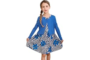 BONNY BILLY Ensemble Fille 2 Pièces Cardigan Gilet Manches Longues + Robe Imprimé Fleurs sans Manches