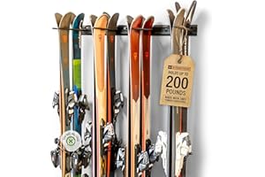 StoreYourBoard Ski Wall Storage Rack, Holds 8 Pairs, Steel Home and Garage Skis Mount