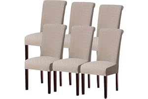 KELUINA Moderne Stuhlhussen 1er/2er/4er/6er Set, Stretch Stulhhussen Schwingstuhl Elastisch Abnehmbarer Waschbarer Universal Stuhlbezug für Hotel Bankett Hochzeit Party Deko (Khaki,6 Stück)