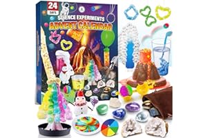 ‎UNGLINGA UNGLINGA Experimente Adventskalender 2025 für Kinder - Spielzeug-Adventskalender 24 tägliche Chemie Kristalle Edelstein Physik Countdown bis Winterferien Weihnachtskalender Geschenke für Junge Mädchen