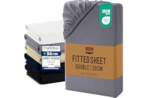 Utopia Bedding Double Fitted Sheet, Grey - Up to 12 Inch (30cm) Deep - Easy Care - Soft Brushed Microfibre Fabric - Shrinkage and Fade Resistant - Oeko-Tex Certified - Bottom Sheet