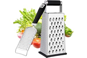 CARPLUSSTUDIO Cheese Grater - 2 Pack Box Grater & Kitchen Grater with Handle, Stainless Steel Vegetable Slicer & Food Shredder, 4-Sided Graters for Kitchen, Lemon Zester, Essential Kitchen Gadgets