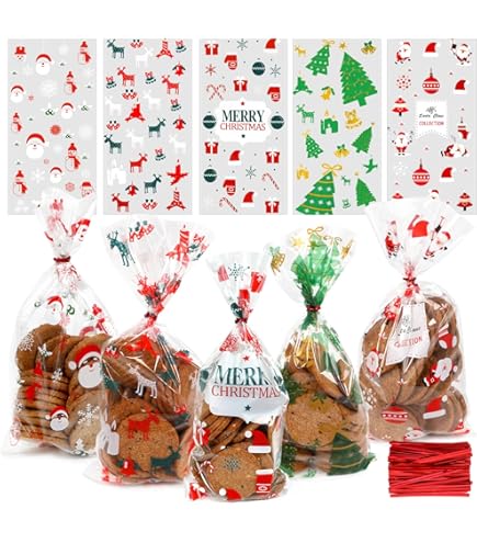 ECtury 120 Stück Weihnachtstüten - 8 Designs Für Plätzchen & Geschenke