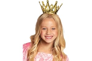 Boland 61591 - Krone Amy, 1 Stück, Größe ca. 9 cm, Gold mit Gummiband, aus glänzendem Kunststoff, Klettverschluss, Prinzessin, Prinz, Königin, König, Accessoire, Verkleidung, Karneval, Kostüm, Märchen