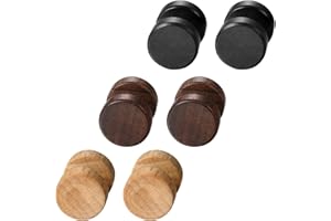 Aroncent Homme Femme 3 Paires Boucles d'oreille Clous d'oreilles Rond Fantaisie Tunnel Punk Cool Chic en Acier Inoxydable et Bois Couleur Noir Or Brun 8mm/10mm/12mm