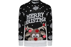 BSBAAA FASHIONS® Boys Girls Knitted Xmas Rudolph Reindeer Bambi Deer Santa Elf Top - Children Long Sleeve Novelty Sweater Merry Christmas Jumper Age Size 5-13 Years