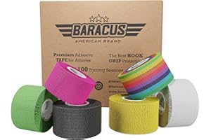 BARACUS Tape Crossfit Premium para Levantamiento de Pesas, Algodón Adhesivo Elástico y Resistente al Agua - Vendaje Deportivo, Incluye un Elegante Packaging - 7 Metros x 38mm (EliteBox)