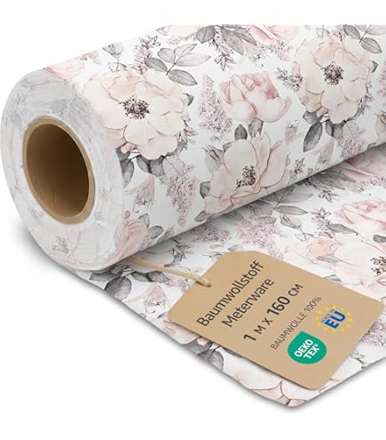 Tessuto Poplin 100% Cotone Rose & Hubble – Fiori Rosa E Hubble Ditsy, Al Metro, Larghezza 115cm