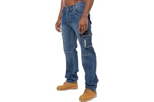 BRAND KRUZE Mens Cargo Combat Denim Jeans KZ103 Work Trousers Pants All Waist Sizes