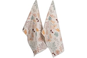 DII CAMZ11230 Asciugamani Cotone per Festa del Ringraziamento, Decorativi Oversize Ricamati, Regalo Perfetto per la casa e la Cucina, Stampa Foglie Autunnali, 2 Pezzi