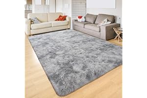 Calore Dywan do salonu Shaggy Dywan Sypialnia Nowoczesny Dywan Do Wnętrza Wygodne Dywany Podłogowe (Szary Biały, 160 x 230 cm)