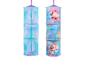 Beinou 2 Pièces Filet de Rangement Suspendu en Maille 3 Niveaux, Panier de Rangement Pliable Animaux Peluche Jouet Suspendus Enfant Chambre à Coucher