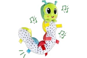 LAMAZE Fidget Caterpillar, zabawka dla noworodka, giętkie ciało i dzwonek, zabawka sensoryczna dla niemowląt, chłopców i dziewcząt w wieku 0-6 miesięcy