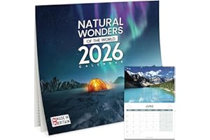 WORLD OF WALLCHARTS 2026 Calendar UK – Wonders of the World Wall Calendar | Large A3 Month-to-View Organiser for Home or Office | Spacious Planner with UK Holidays, Gift & Essential Wall Calendar 2026