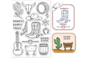 GLOBLELAND Tampons Transparents Western Cowboy Thème Vintage Silicone Clair Ensemble de Timbres pour Artisanat Décor Bricolage Scrapbooking, Cartes Postales