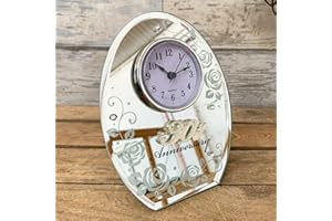 Darthome Ltd New Happy 30th Pearl Wedding Anniversary Standing Oval Mirror Mantle Clock Gift 16cm