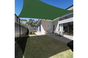 Ankuka Sonnensegel Wasserdicht 4x6m Dunkelgrün Sonnensegel Rechteckig mit Seile Sonnensegel Balkon 98% UV Schutz Geeignet für Garten Terrasse und Camping