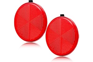 AGRISHOP 2X Catadioptrico Adhesivo para Remolque,Ø80mm,Reflectors Rojo Redondo Reflector de Seguridad de Poste Tractor Bicicleta