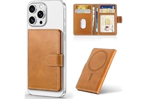 SHIELDON Cartera Magnética Desmontable de Cuero Genuino, Tarjeteros Adhesivos para iPhone 17 Pro MAX/iPhone 17 Pro/iPhone 16 Pro/iPhone 16/iPhone 15/iPhone 14/iPhone 13/iPhone 12 - Marrón Claro Retro
