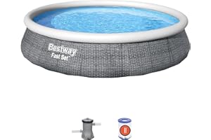 BESTWAY 57376 - Piscina Desmontable Fast Set Rattan 396x84 cm Depuradora de Cartucho 2.006 litros/hora