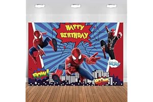 NDZYDXW Sfondo di Foto di Spiider-Mann a Tema，Bambin Festa Forniture Banner di Photo Compleanno, Ragazzo e ragazza Cartoon Fotografia Sfondo, Adatto per Servizi Fotografici, Feste di Baby Shower(150X100cm)