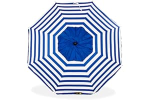 CREVICOSTA QUALITY MARK MARCAS DE CALIDAD - Sombrilla 200 cm con Espiral y Poste de Recorrido Total. Protección total contra los Rayos UV. 8 Varillas (Marinera)