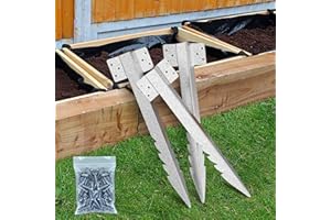 DIJIA 10 Pack Railway Sleepers Brackets- Heavy Duty Sleeper Stakes for Driveway Garden Edging, Galvanised Steel Jagged Sleepers Brackets for Garden Timber Planter Garden Beds