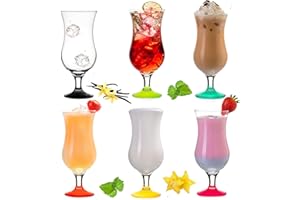 Platinux Bicchieri da cocktail 400ml (max. 470ml) in vetro Set (6 pezzi) Longdrink Bicchieri da festa Grande colorato