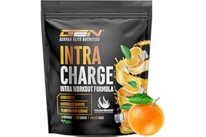 GEN GERMAN ELITE NUTRITION Intra Charge Workout Drink 1,2 kg - Complexe hautement dosé avec Cluster Dextrin®, 9 EAA et BCAA essentiels, L-glutamine, L-glycine, taurine, matrice d'électrolytes - végétalien (Orange)