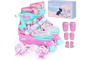 Sportneer Patins à roulettes réglables avec équipement de Protection pour Enfants, Adolescents, débutants, à l'intérieur et à l'extérieur