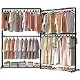 LOEFME Heavy Duty Clothes Rail, 195 * 45 * 170 cm Clothes Rack with Bottom Storage Shelf, Foldable Clothes Rails for Bedroom, Sturdy and Durable, Ideal for Home and Commercial Use