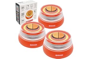 KRASER KR4V16NP3 Pack 3 Luz Carretera Naranja, Holomogada DGT LED Intensidad, Baliza Luminosa de Emergencia Imantada, Autónoma, Pilas Incluídas, Compacta Linterna con Colgador