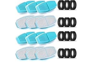 BEMOONY Fontaine à Eau Chat Filtre, 12 Filtres à Charbon + 12 Éponges, Multi-Filtration, 3,2L, pour Chat