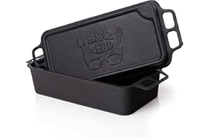 BBQ NERD BBQ-Nerd© - Olla para pan (hierro fundido, 9,4 L, con bandeja para barbacoa/servir para todos los tipos de cocinas, hornos y parrillas)