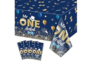 XJLANTTE 4 pezzi di tovaglie per il primo compleanno di Mr Onederful-Tovaglie rettangolari blu navy royal decorazioni per il primo compleanno per la doccia del primo compleanno, 51x86,6"(Mr Onederful)